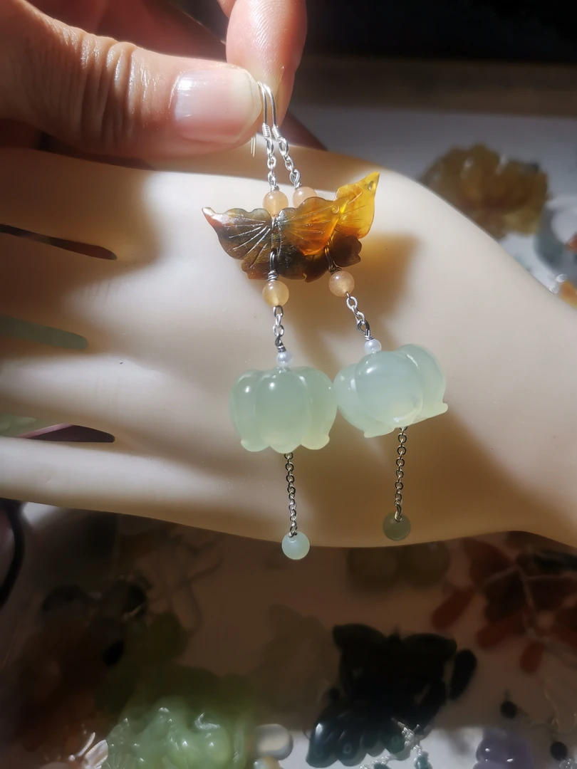 岫玉，精美耳环真好看