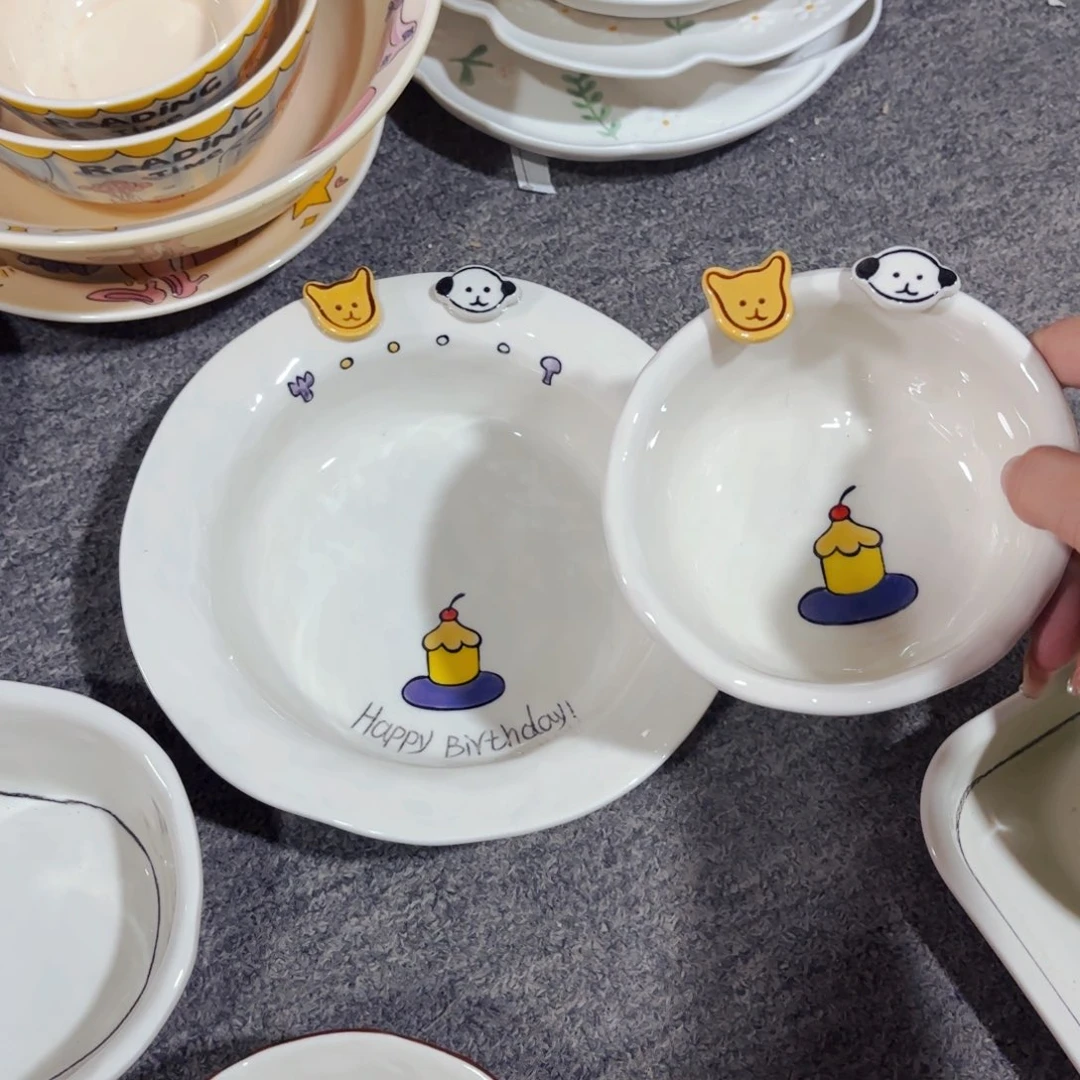 陶瓷纽扣小狗两件套