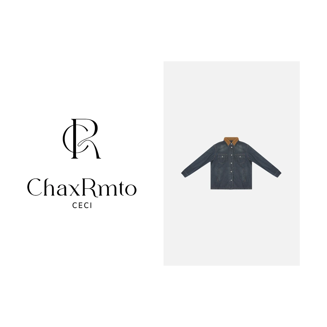 ChaxRmto 2025早春时尚拼接翻领百搭牛仔长袖外套 斯斯SD1A0332