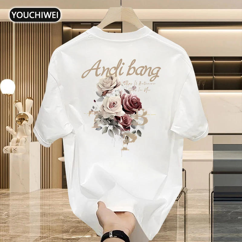 优驰威痞帅纯棉字母印花T恤青年男女夏季ins街头潮流宽松百搭短袖