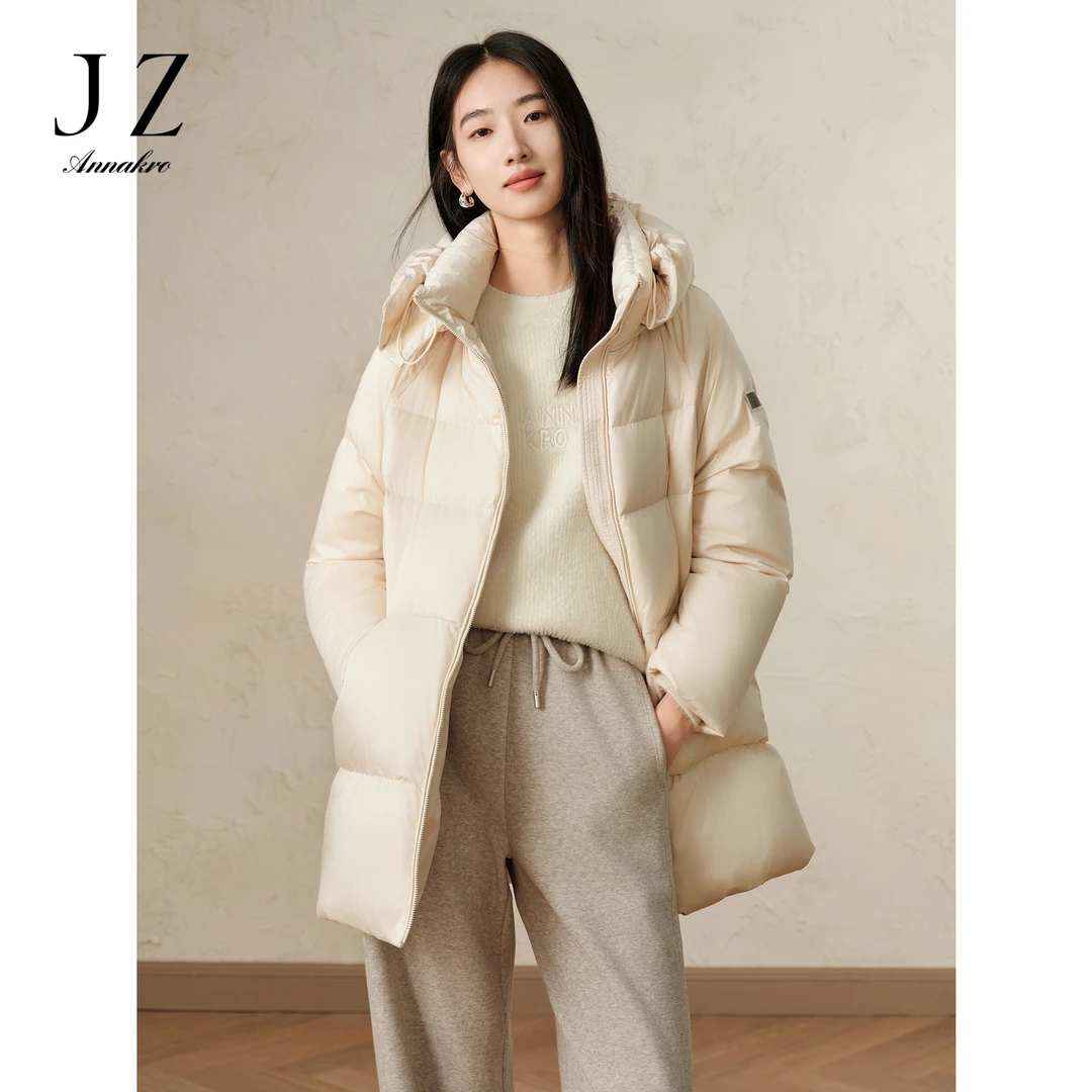 【婷婷专属】玖姿·安娜蔻JTED03330活力立领连帽蓬松廓形鸭绒羽绒女