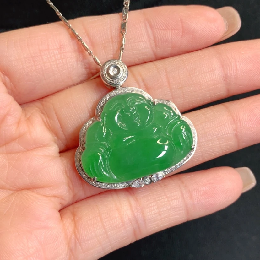 【闪购商品】颈饰18K金镶嵌翡翠佛公