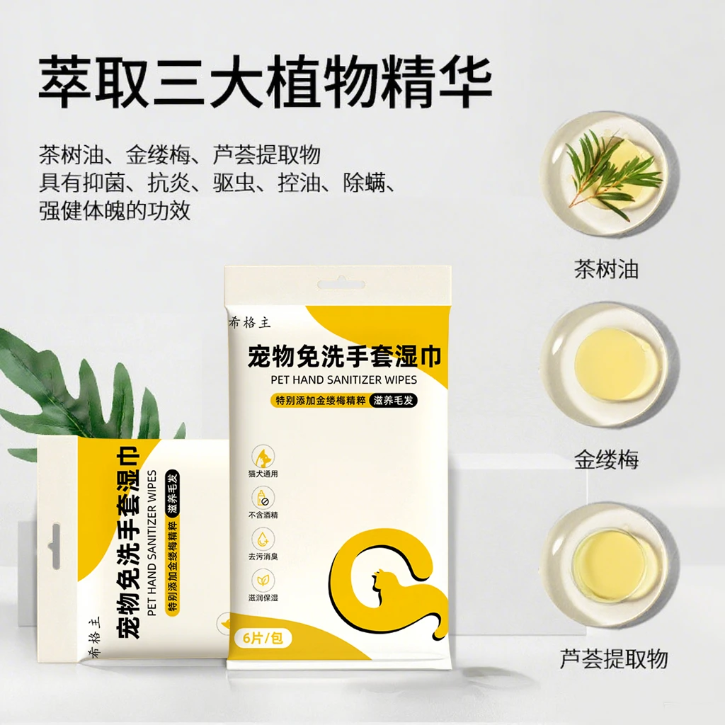 希格主宠物免洗手套狗狗猫咪免洗湿巾温和狗狗干洗清洁手套免洗澡