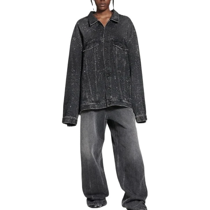 全新未使用 Balenciaga/巴黎世家 8929/水晶缀饰牛仔外套/XS码