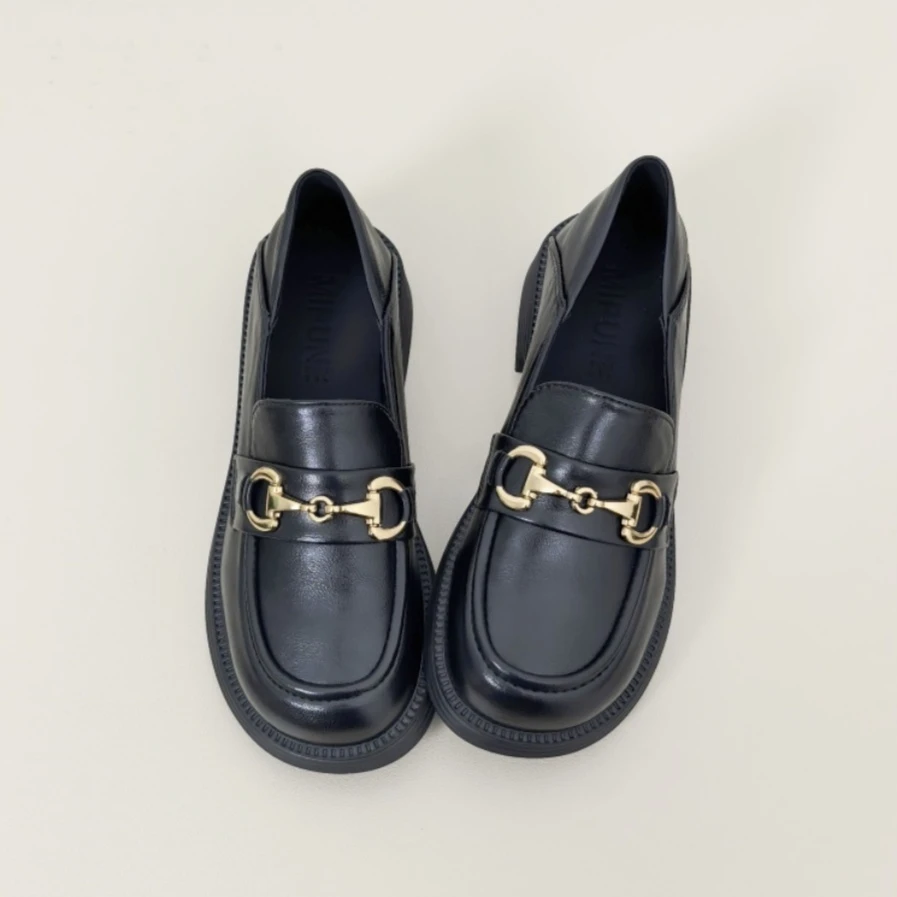 厚底乐福鞋女2025秋季新款平跟软底工作鞋真牛小皮鞋百搭单鞋女鞋