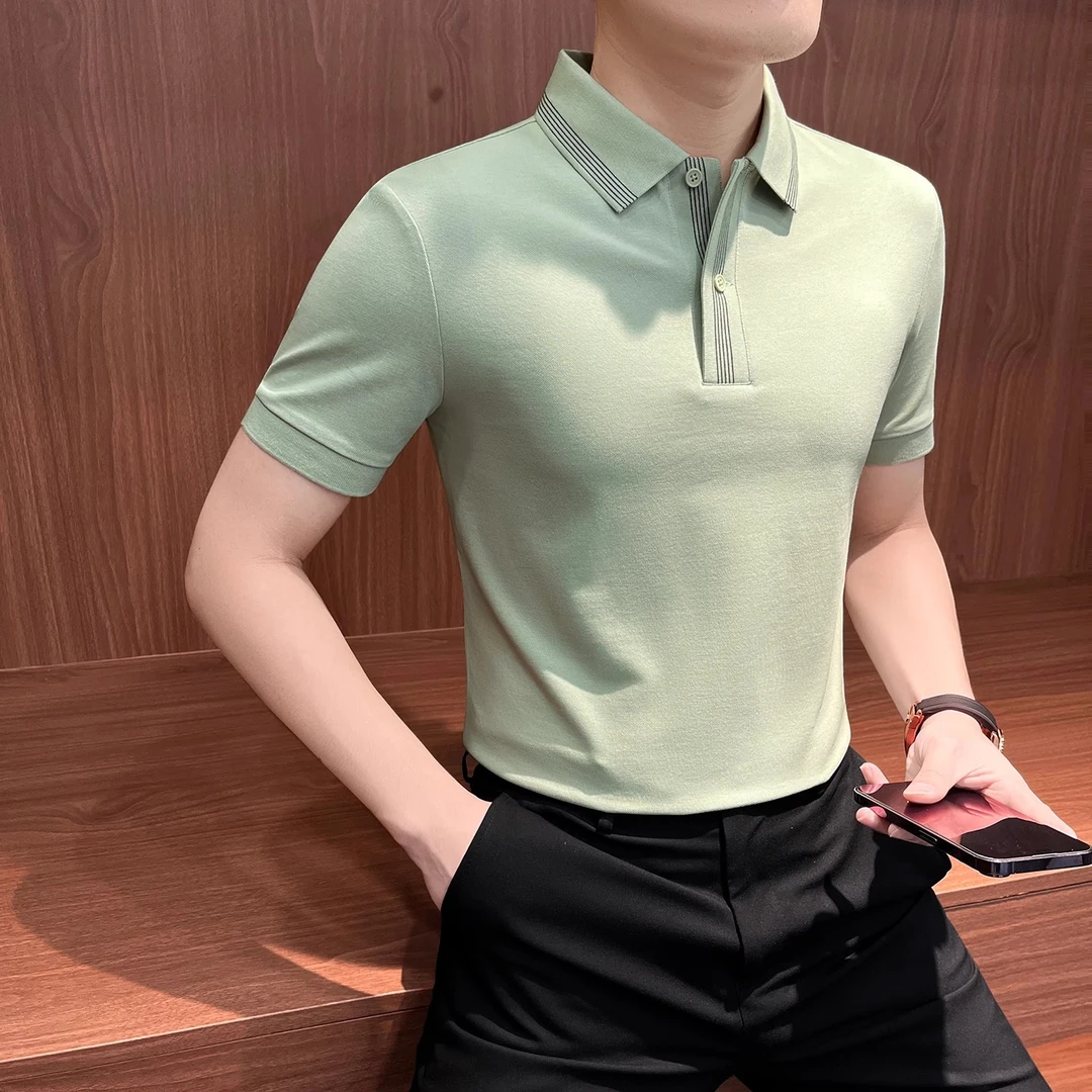 高级感男士轻商务POLO衫短袖夏季新款时尚潮流休闲百搭翻领T恤衫