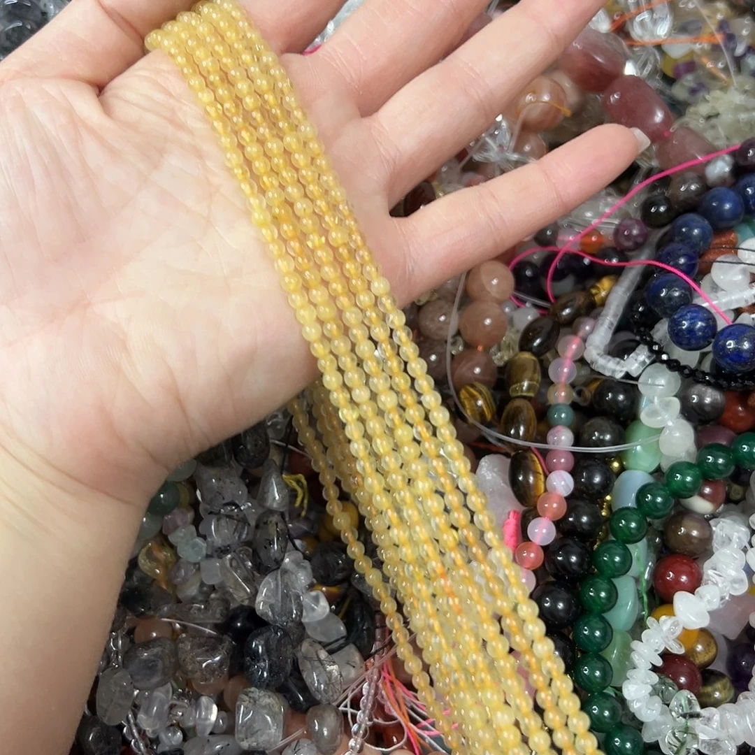 玛瑙/玉髓未镶嵌珠宝半成品，卡3➕多圈金发晶一条