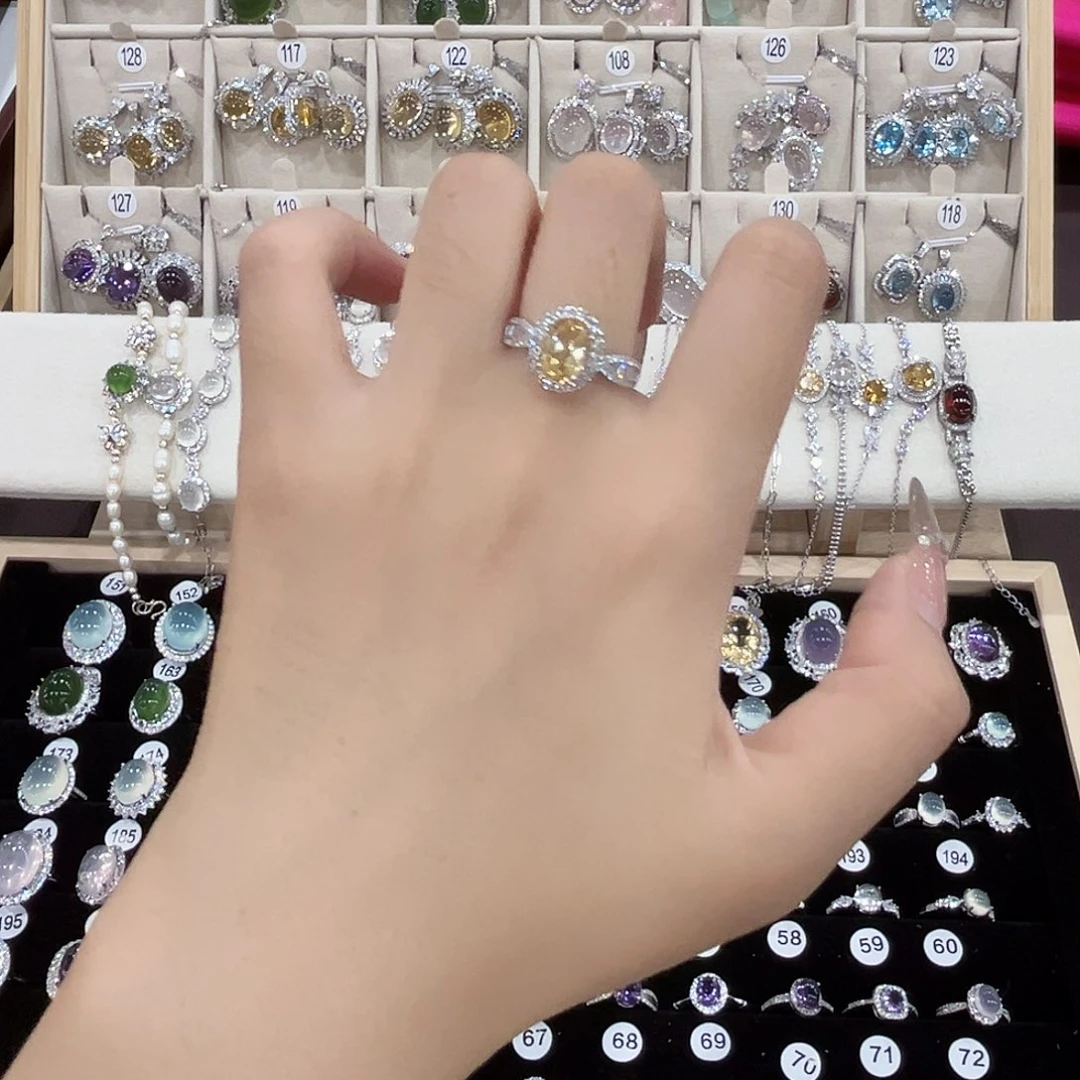 水晶戒指银S925镶嵌