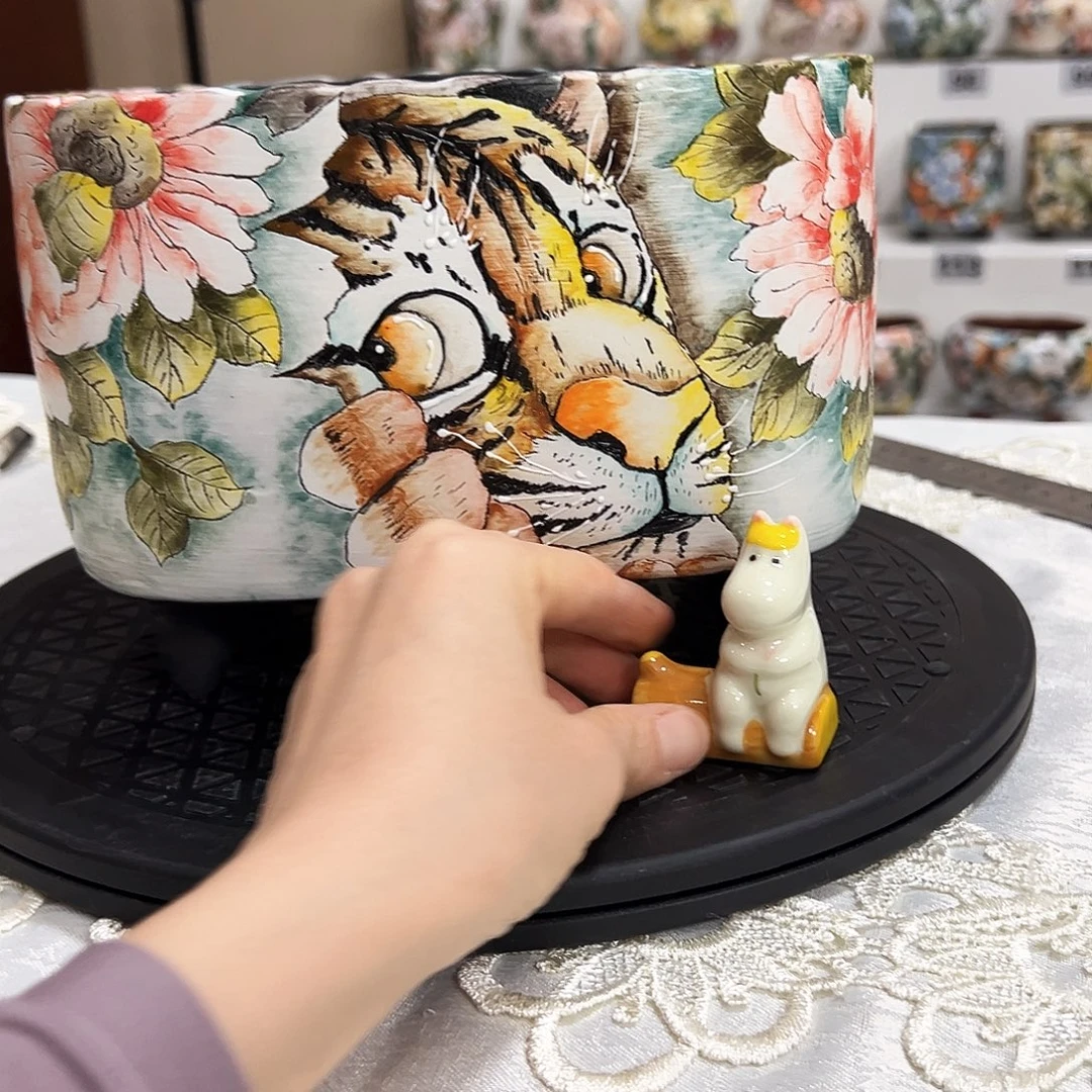 泰***事手绘陶瓷花盆美盆