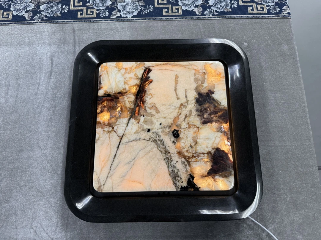 高端奢石方形乌金石湿泡茶盘36x36规格