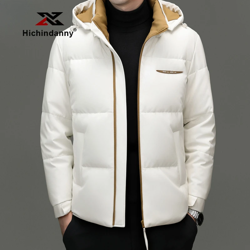 HICHIN男士运动羽绒服冬季轻薄加厚防寒上衣休闲鸭绒保暖连帽外套