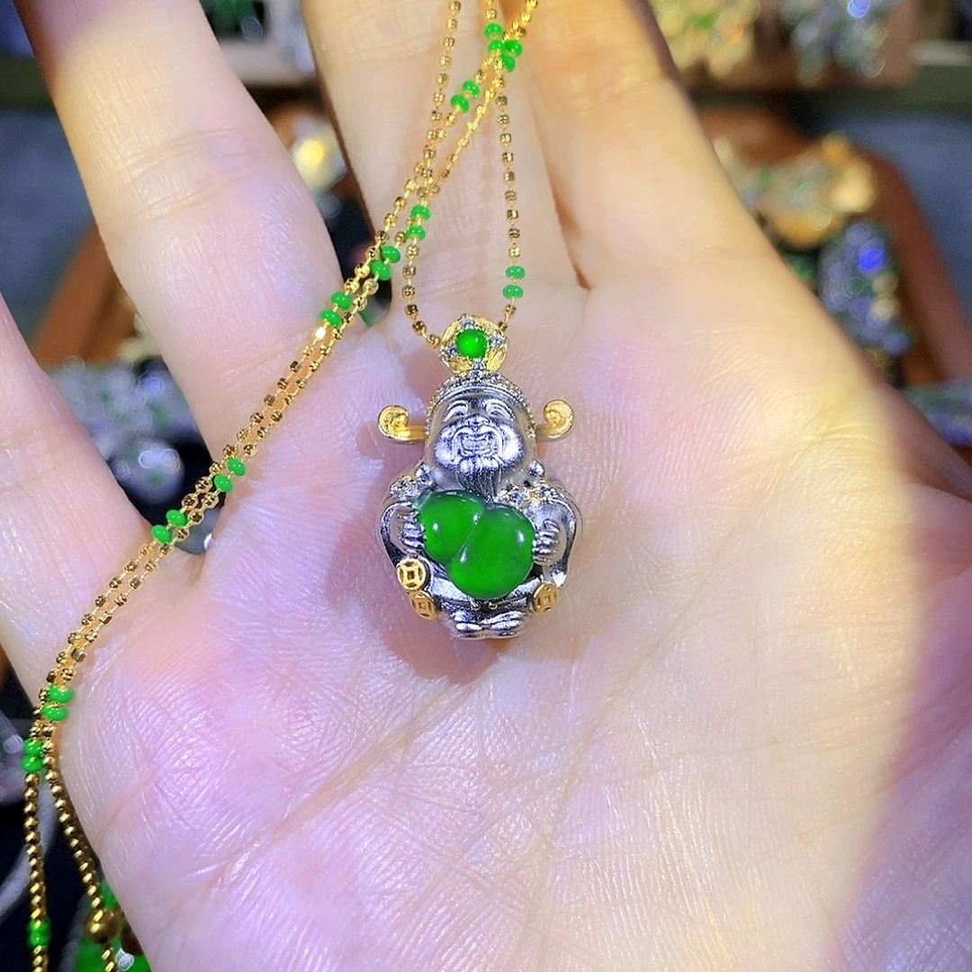 颈饰银S925镶嵌翡翠