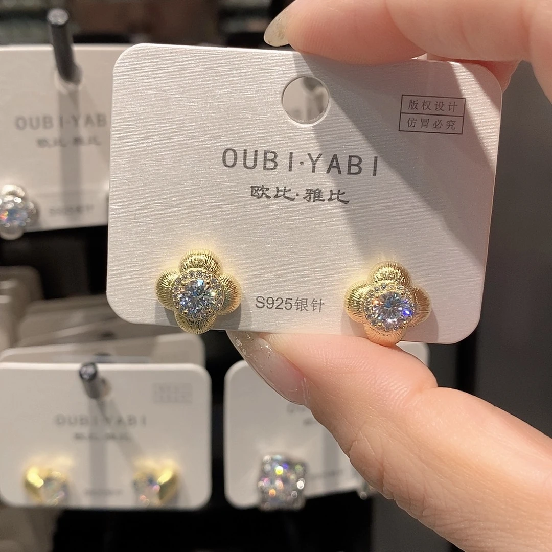 铜合金925银金色四叶花