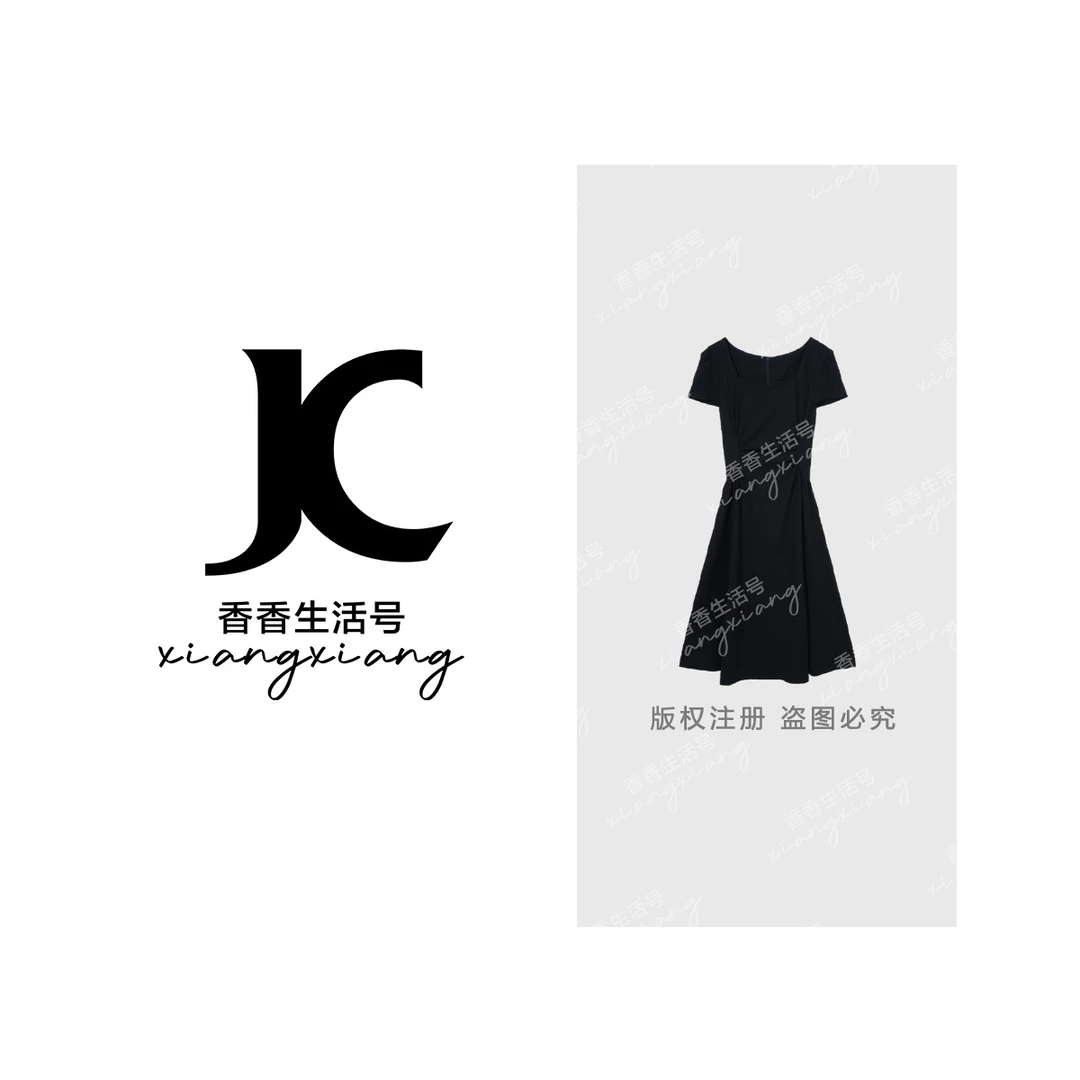 【香香严选】“黑天鹅”2025夏季新款欧若风轻熟风连衣裙8677