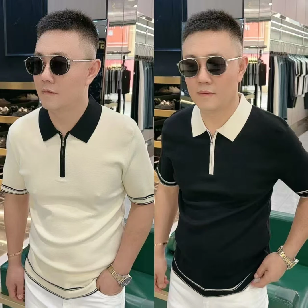 秋冬 新款 两色 拉链 针织 短袖 POLO衫 26656