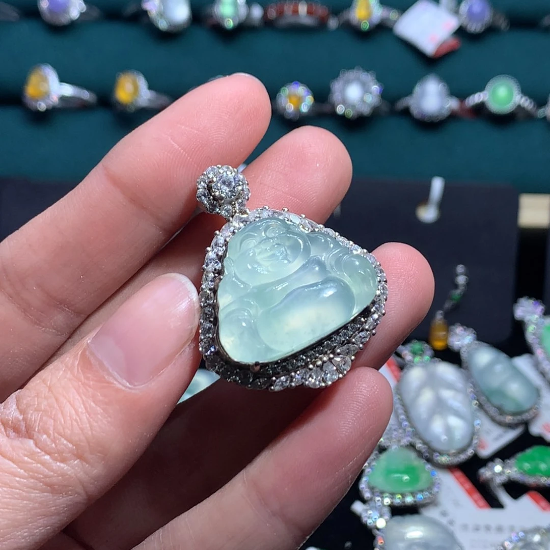 翡翠耳饰银S925镶嵌天然翡翠