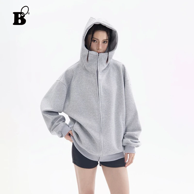 Bo新款潮牌宽松设计运动美式hiphop高街卫衣外套外套灰色外套