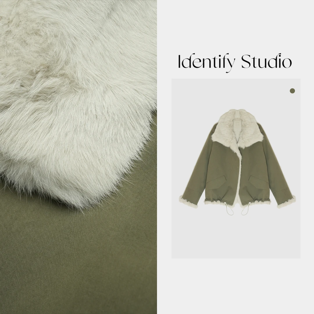 IDENTIFY香香“双面穿绿色外套”秋冬休闲宽松外套24AW