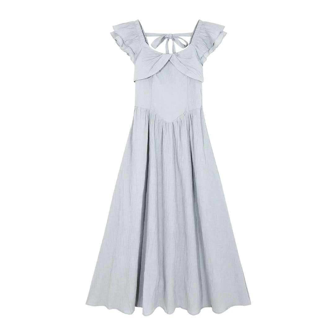 （清货） 甜美小飞袖连衣裙女夏季显瘦A字长裙潮8116