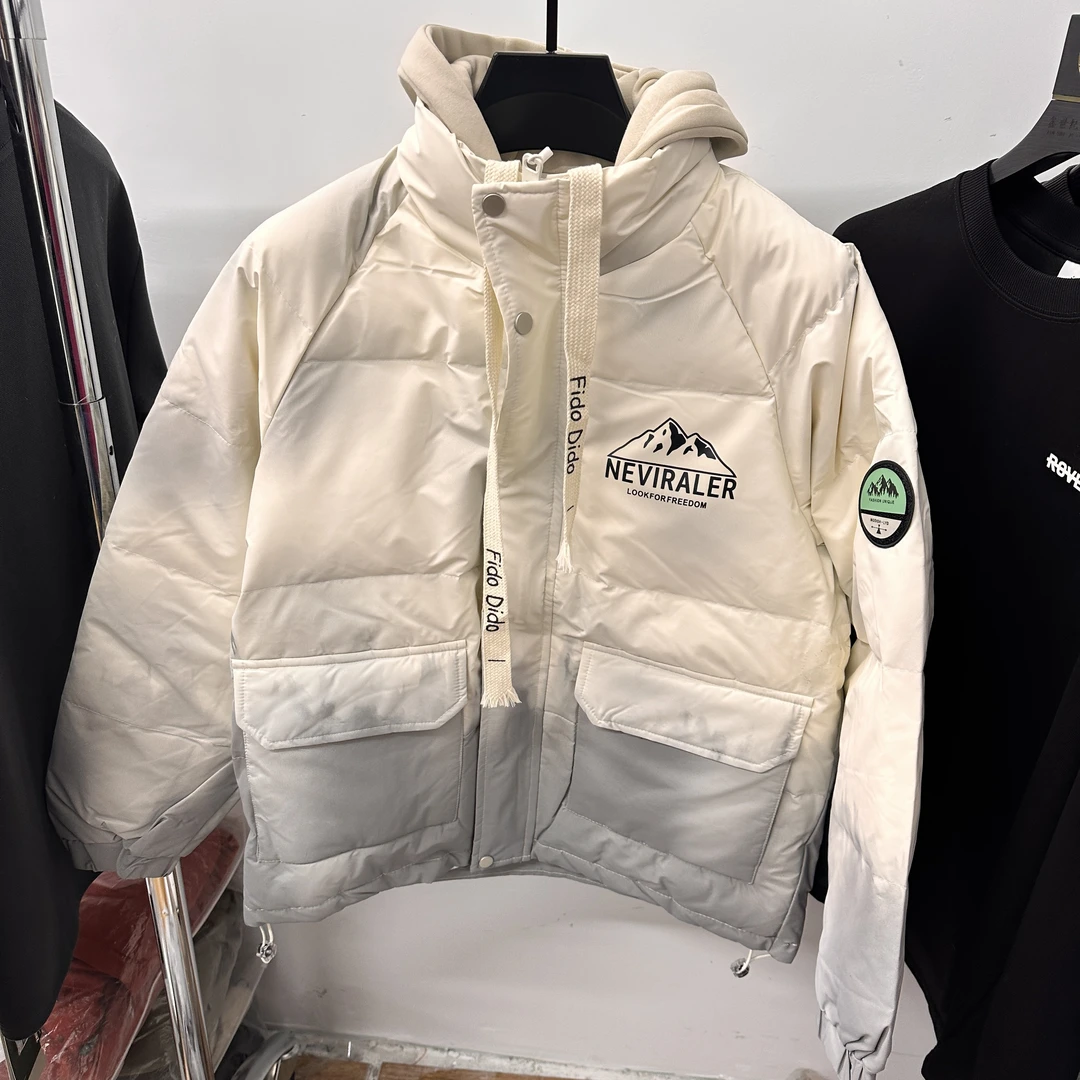 23860-情侣款百搭时尚休闲潮牌冬季韩版加绒加厚防寒服-G