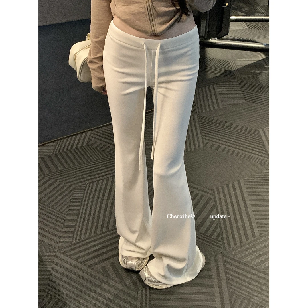 何晨曦 慵懒垂坠感抽绳松紧腰休闲裤女2025秋季新款显瘦拖地卫裤