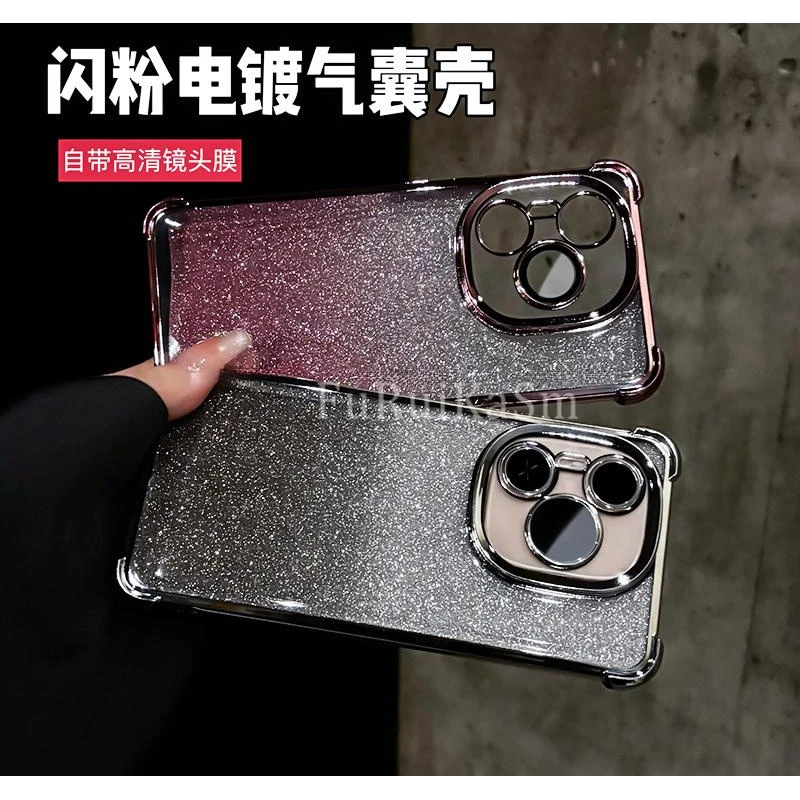 四角气囊防摔闪粉电镀适用荣耀power手机壳镜头全包保护简约高级