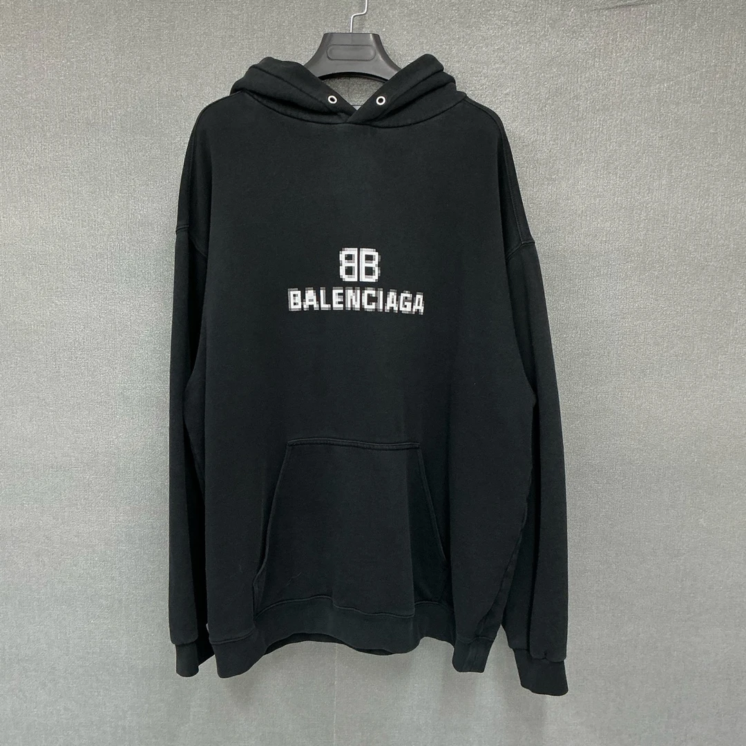 99新 Balenciaga/巴黎世家 双B马赛克字母帽衫卫衣L码