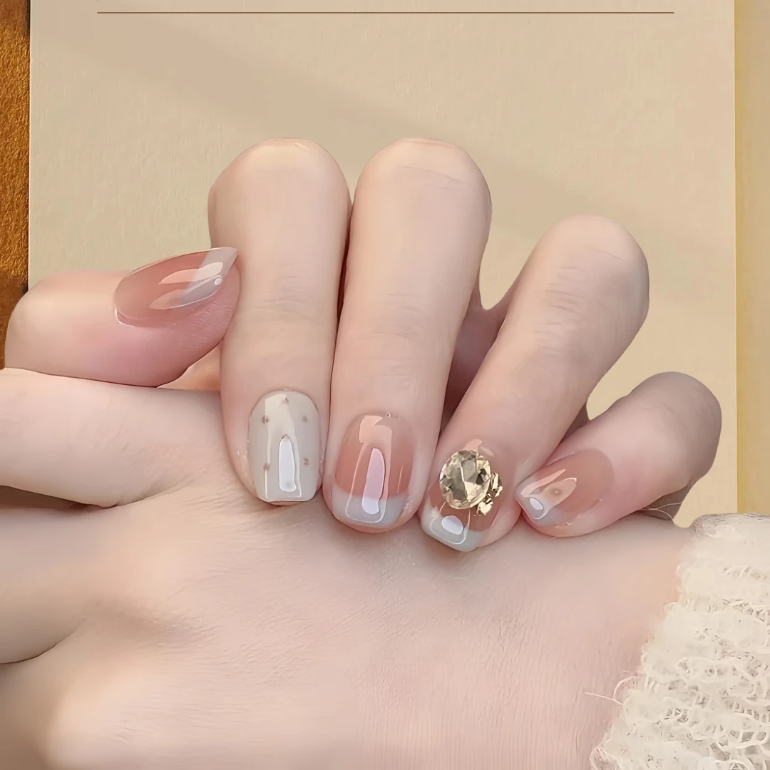 【玛丽亚】穿戴甲裸色冰透气质新款手工推荐短款显白美甲穿戴甲片