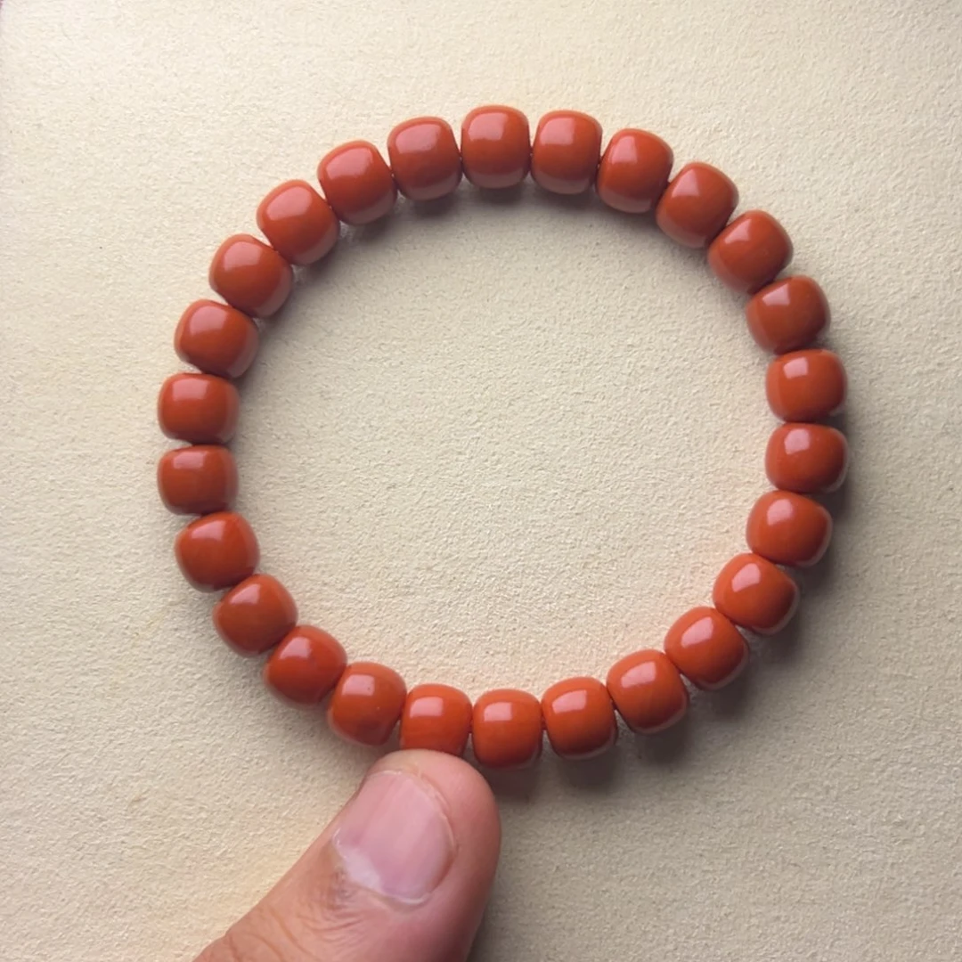 南红玛瑙未镶嵌手链五岔路锦红8.2
