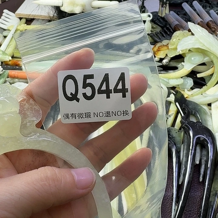 水***滴合金蛇纹石玉发饰