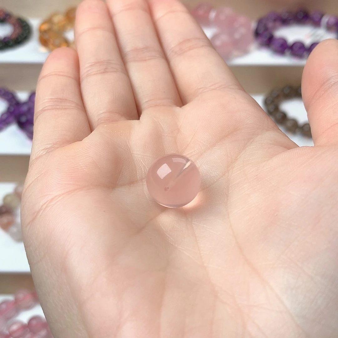 水晶手串未镶嵌木**画冰橘粉