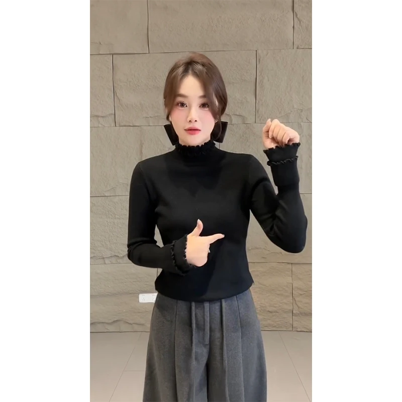 欧货毛衣女百搭针织衫基础款修身针织打底衫洋气毛针织衫显瘦