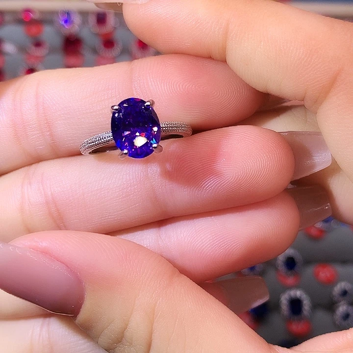 紫晶戒指银S925镶嵌戒指