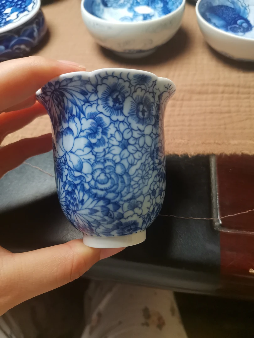 景德镇手绘万花葵口闻香杯