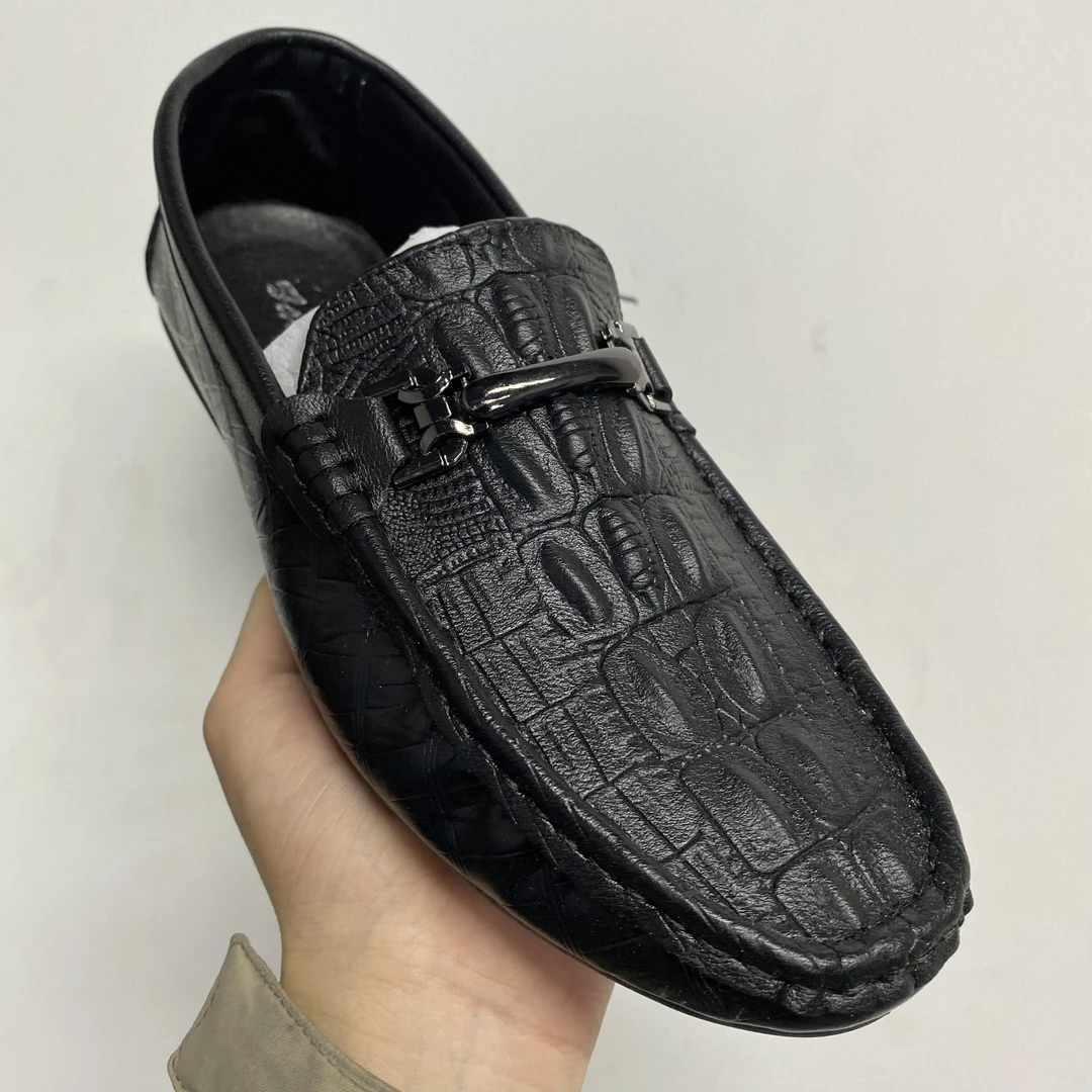 D237休闲乐福鞋男士男款舒适时尚百搭黑色真皮