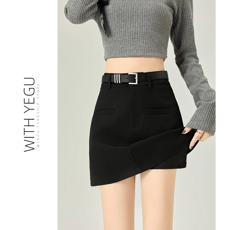 黑色西装半身裙女2025年春夏高腰防走光a字包臀裙小个子气质短裙