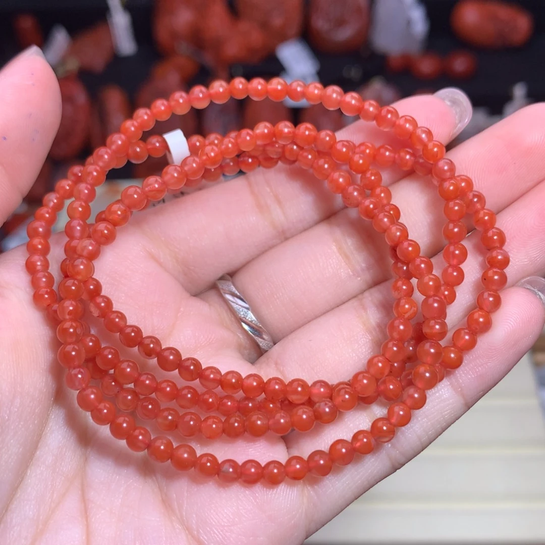 南红玛瑙未镶嵌珠宝半成品小米珠卡3.8