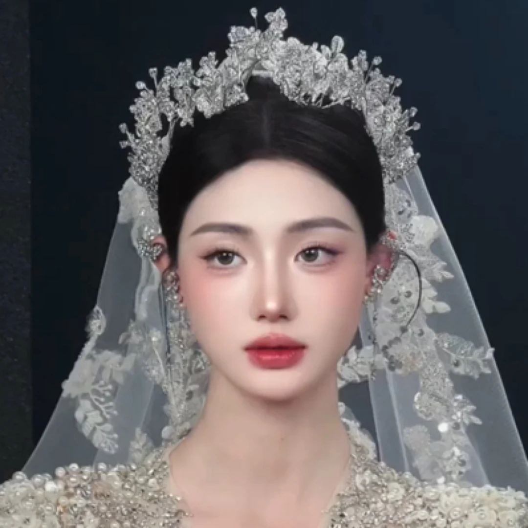 17404 新款ete西式婚礼百搭皇冠新娘结婚主纱头饰高端重工影楼