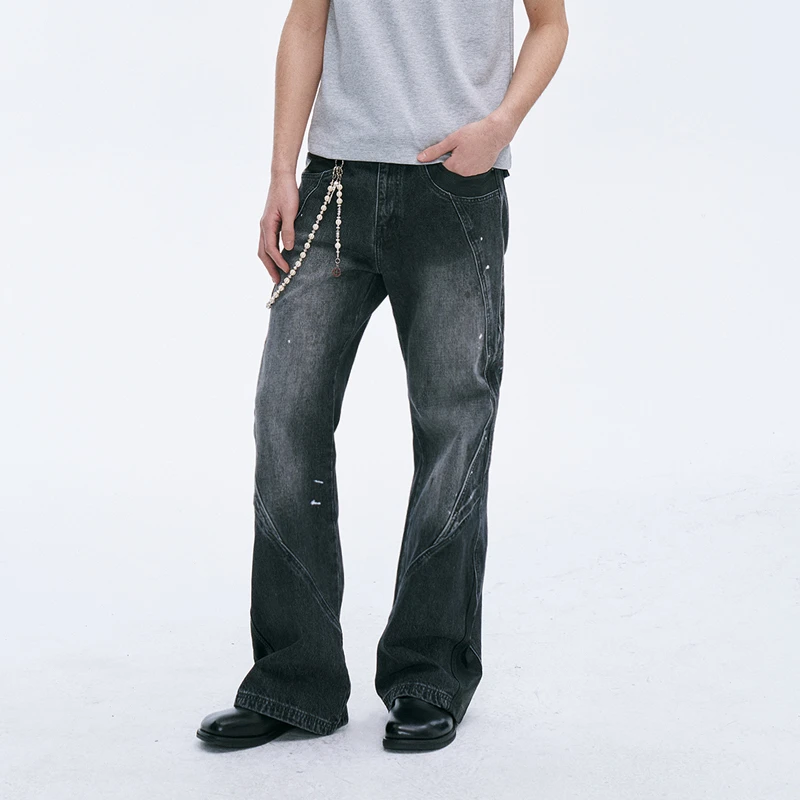 CATSSTAC毒液泼墨牛仔裤休闲黑色水洗