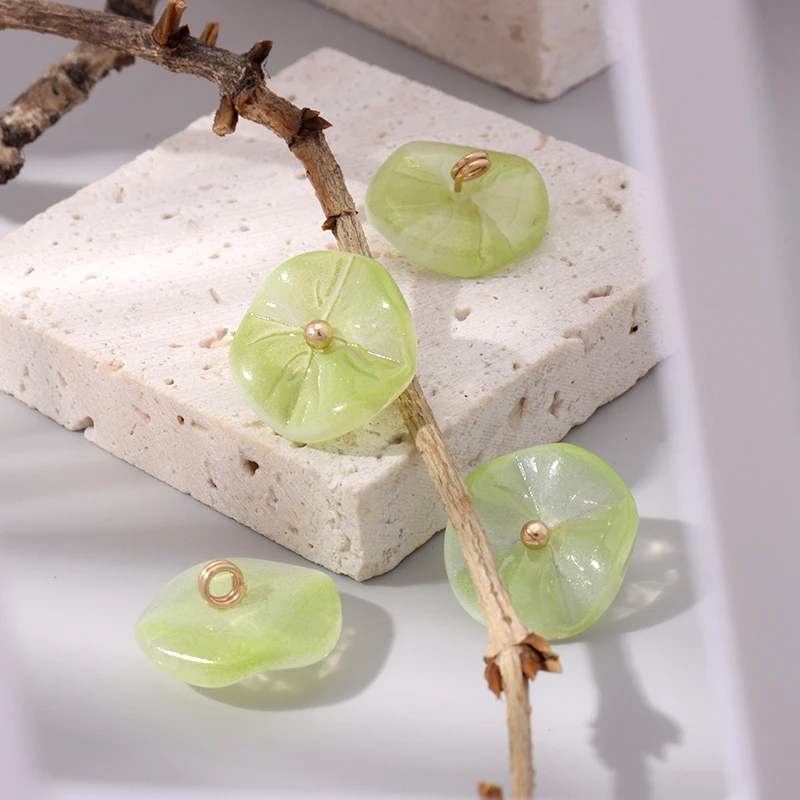 新中式唐装绿色莲花荷叶纽扣汉服旗袍马甲衬衫配饰扣吊坠