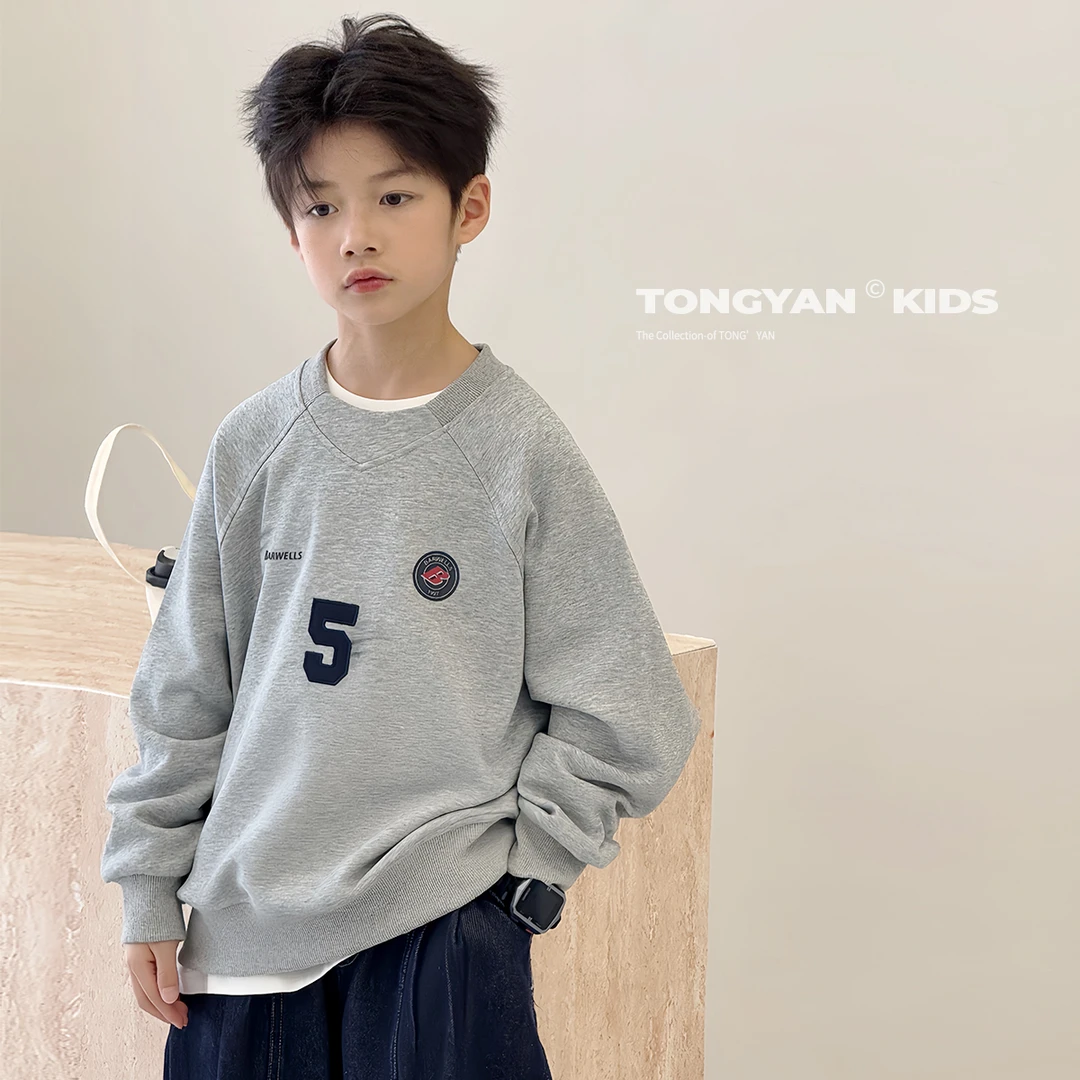 男童卫衣2025春装帅气圆领儿童上衣休闲潮流中大童套头衫TY02925
