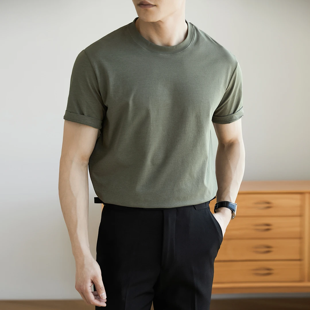 DeweLvum匠心制作！！一眼就爱上!夏季新款修身透气圆领短袖t恤男潮