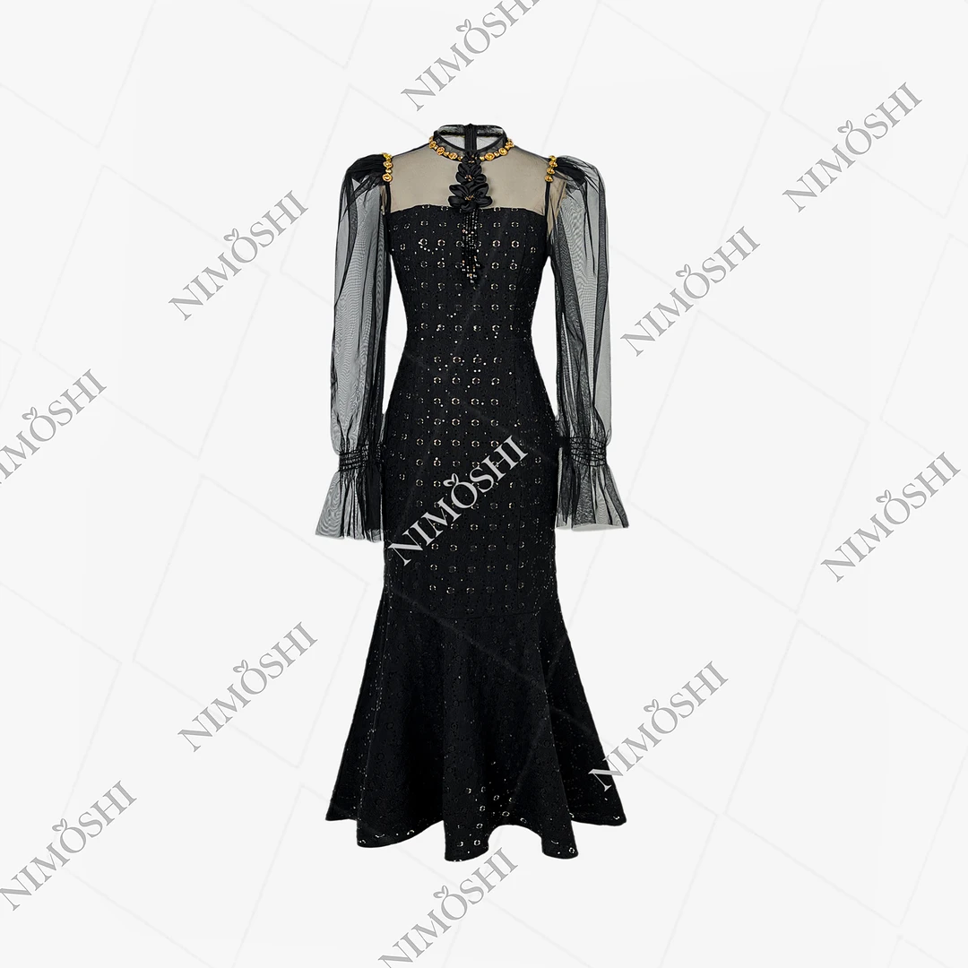 Dan总 新款轻奢时尚小香风蕾丝袖气质显瘦款连衣裙女Q1197