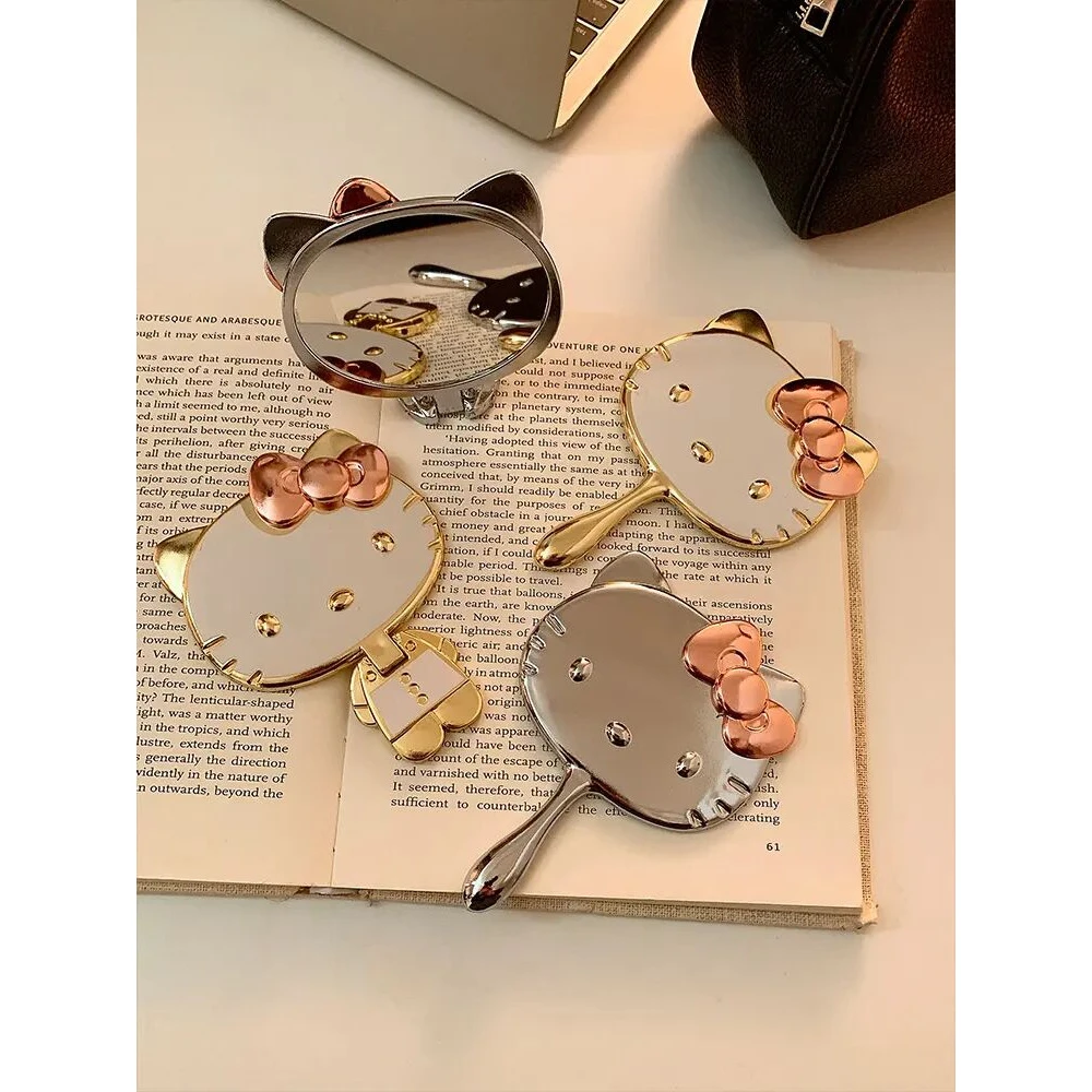 可爱kt猫小镜子女随身携带手持迷你化妆镜立体折叠补妆镜学生X1