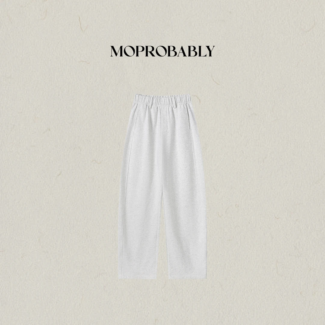 Moprobably李予诺「晚秋芷」"100%棉"简约松紧腰直筒休闲裤L5351010