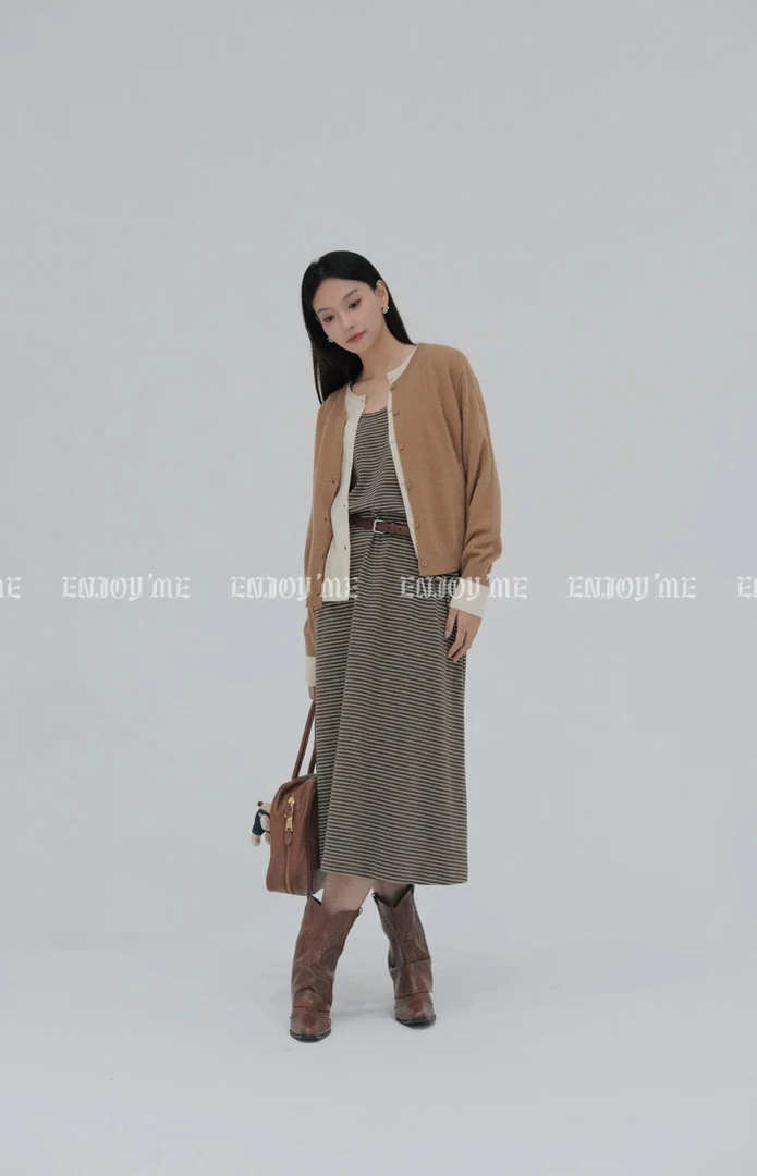 【门店同款】ENJOY秋季less is more条纹背心裙 159144153