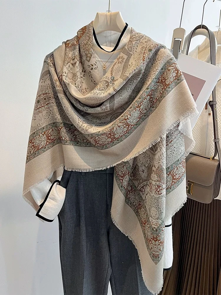 K（绿扣）【古堡花园】1-711 优质棉质135*135左右轻奢百搭方巾