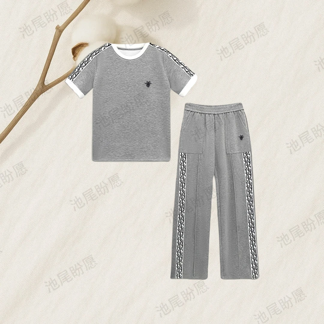 时尚套装女新款休闲时尚显瘦洋气两件套女织带拼接设计感2025夏季