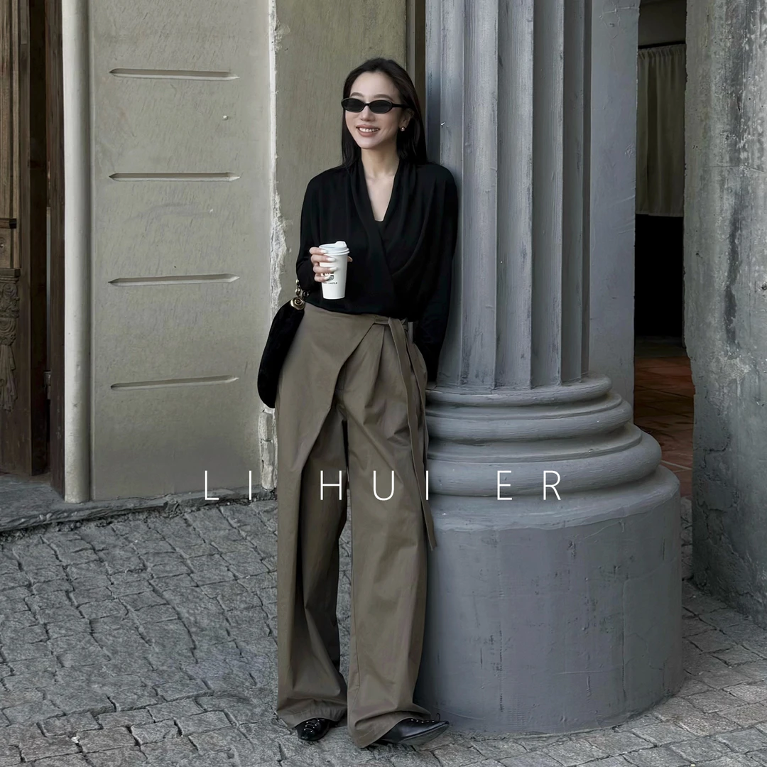 LiHuiEr李慧儿【宇宙巡回】2025秋季气质卡其色休闲裤子LL025528