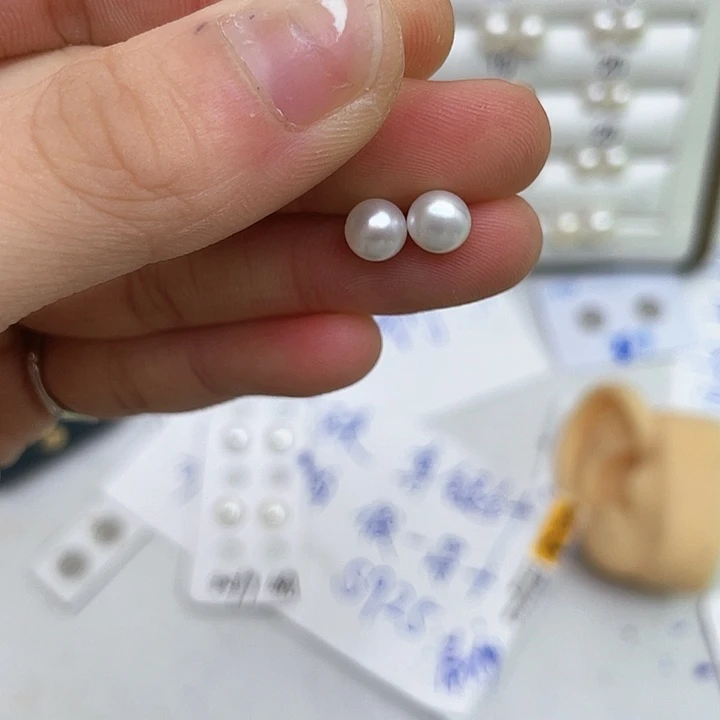 淡水珍珠耳饰银S925镶嵌M*